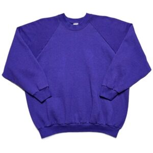 VTG Fruit of the Loom Womens 2XL Crewneck Sweatshirt Blank Purple USA Raglan